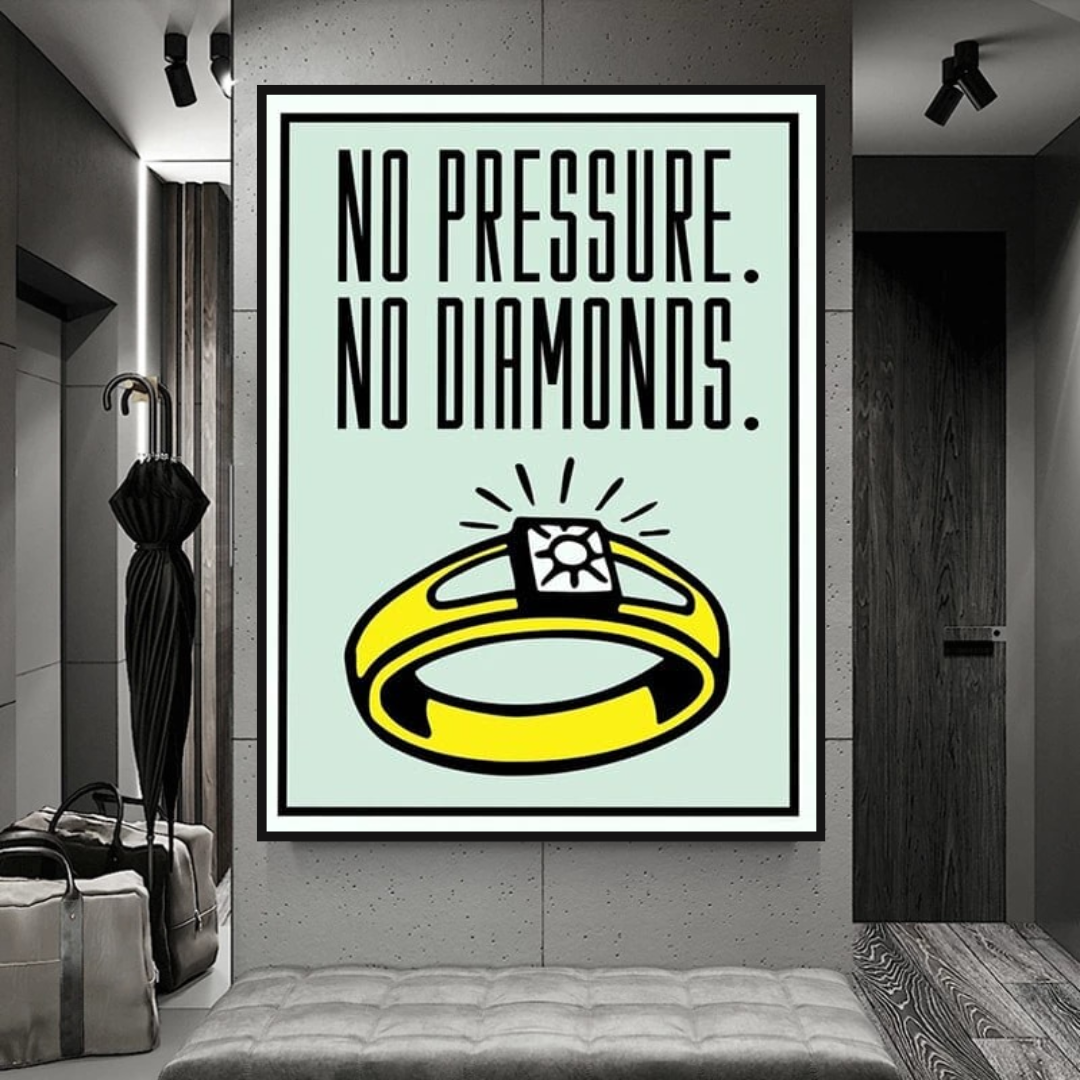Monopoly No Pressure No Diamonds Karte Leinwand-Wandkunst 