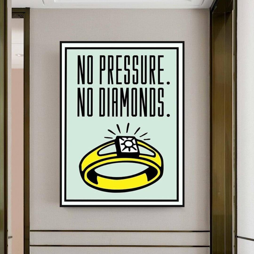 Monopoly No Pressure No Diamonds Card Canvas Wall Art