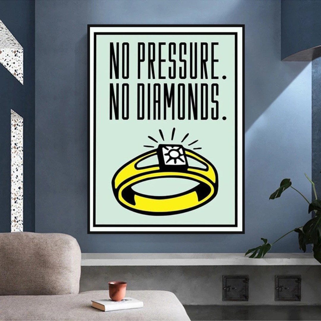 Monopoly No Pressure No Diamonds Card Canvas Wall Art