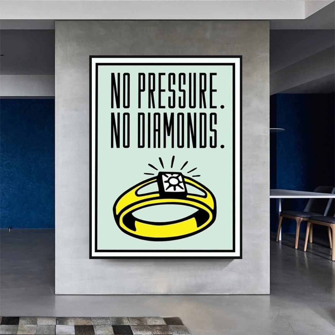 Monopoly No Pressure No Diamonds Card Canvas Wall Art