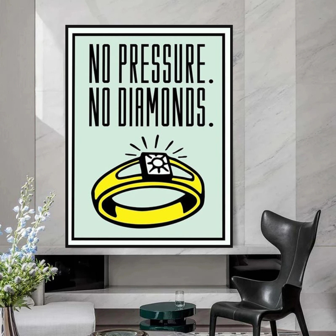 Monopoly No Pressure No Diamonds Karte Leinwand-Wandkunst 