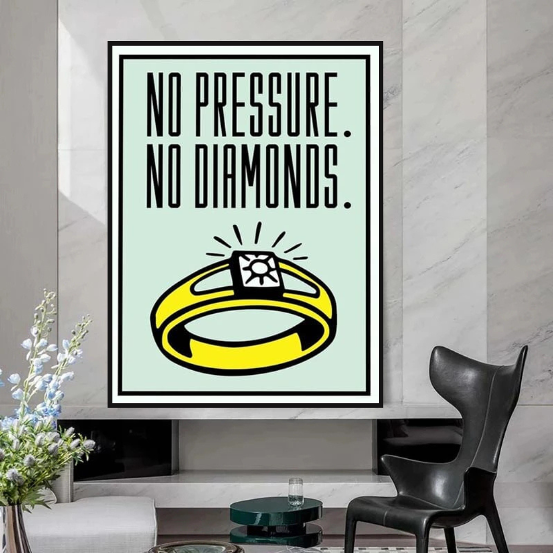 Art mural sur toile Monopoly No Pressure No Diamonds Card 