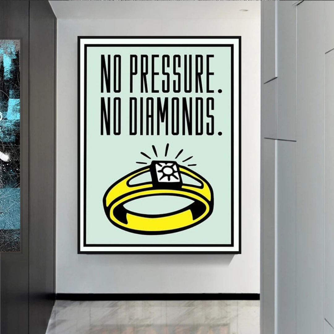 Monopoly No Pressure No Diamonds Karte Leinwand-Wandkunst 