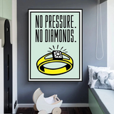 Monopoly No Pressure No Diamonds Card Canvas Wall Art