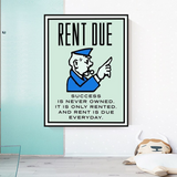 Monopoly Rent Due Card Canvas Wall Art