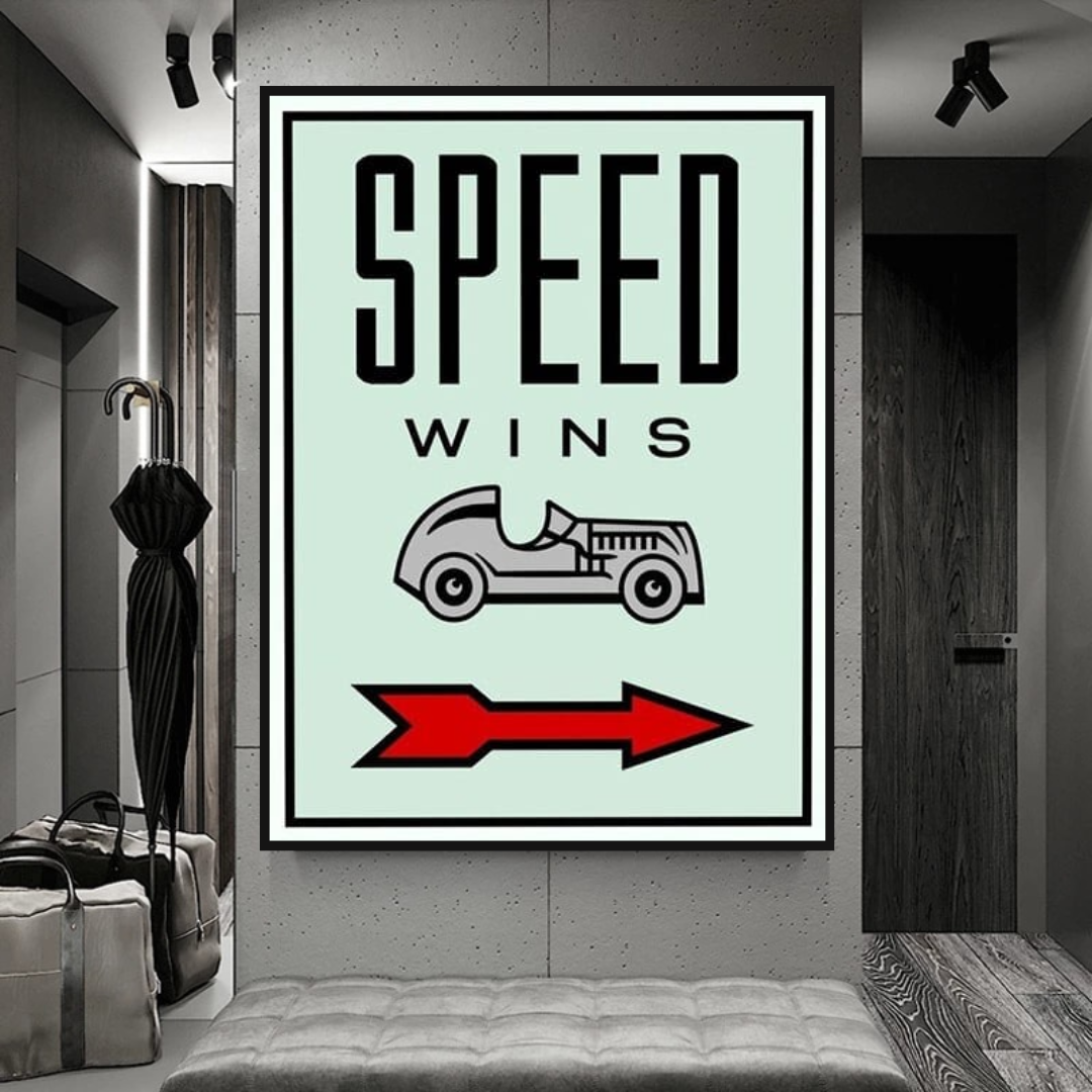 Décoration murale sur toile Monopoly Speed ​​Wins Card