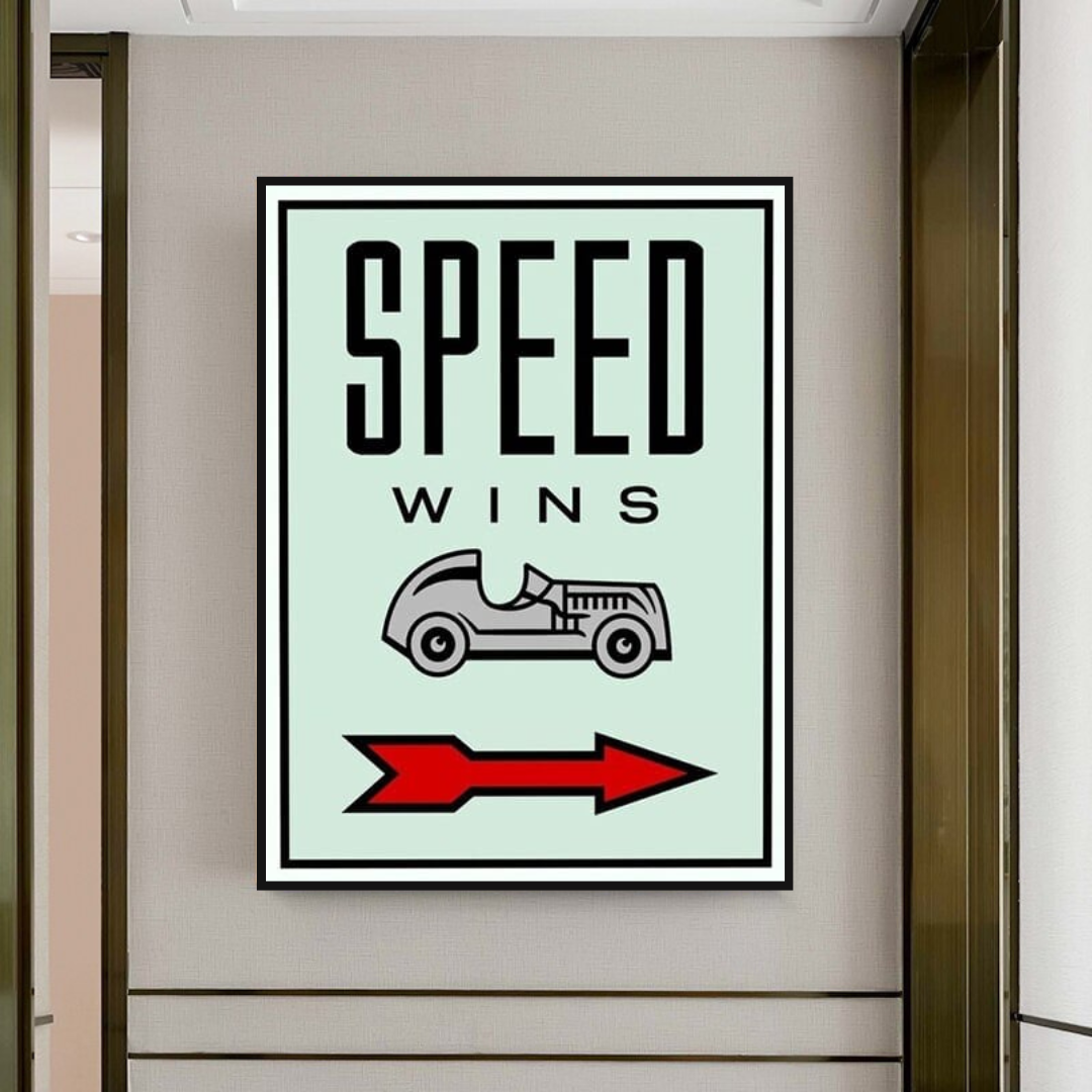 Monopoly Speed Wins Card Canvas Wall Art