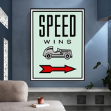 Décoration murale sur toile Monopoly Speed ​​Wins Card