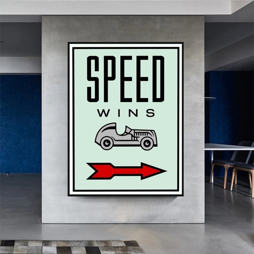 Monopoly Speed Wins Card Canvas Wall Art