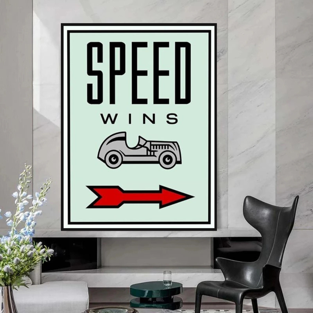 Décoration murale sur toile Monopoly Speed ​​Wins Card