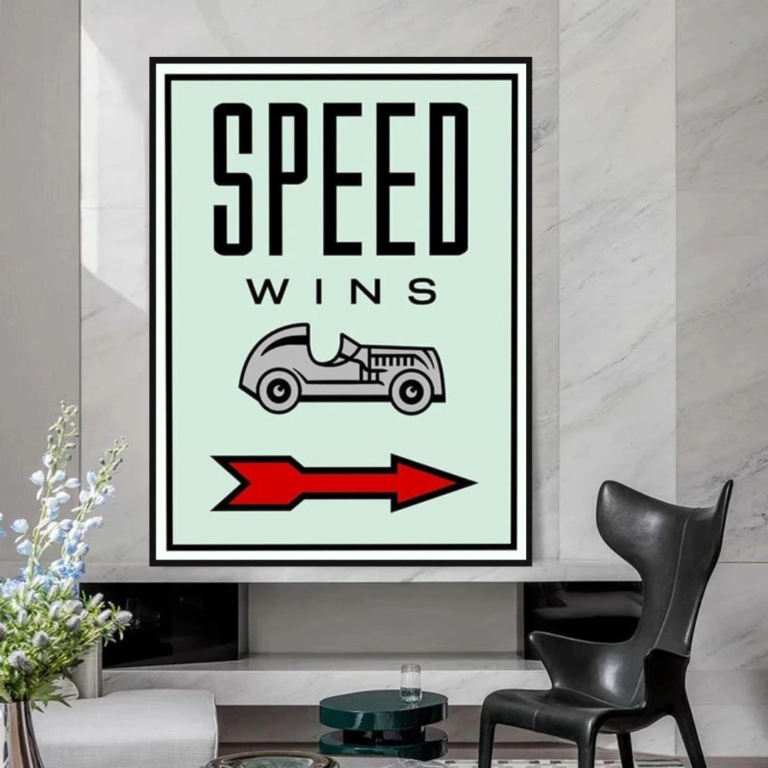 Monopoly Speed Wins Card Canvas Wall Art