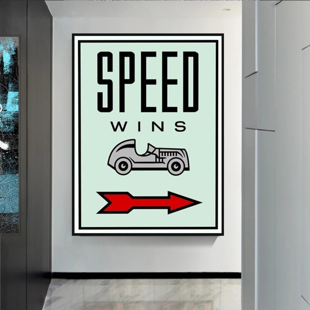 Décoration murale sur toile Monopoly Speed ​​Wins Card