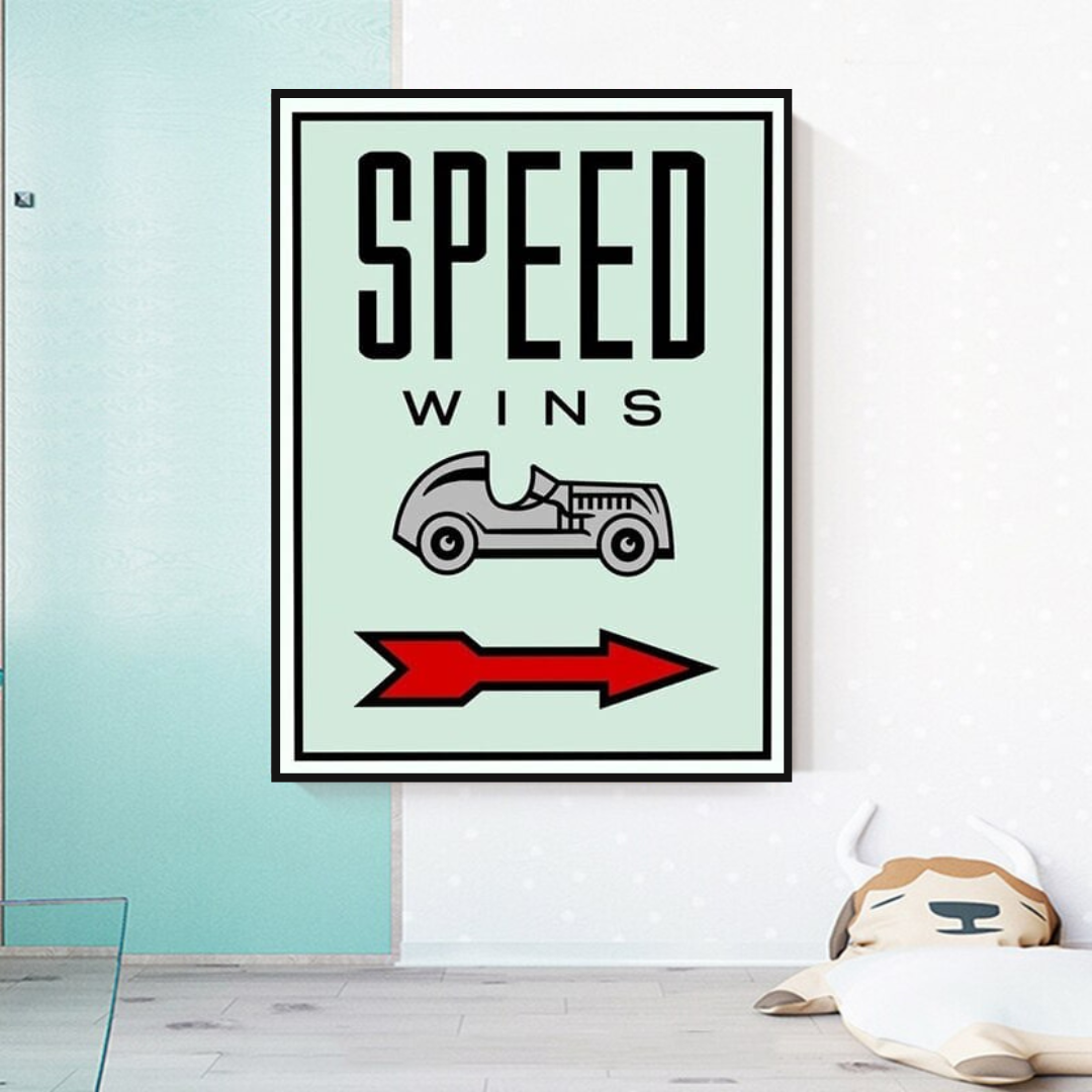 Décoration murale sur toile Monopoly Speed ​​Wins Card