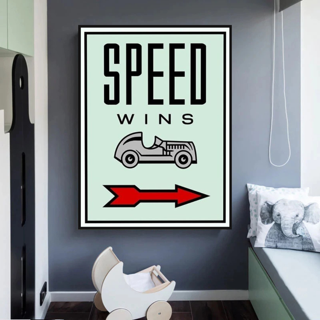 Décoration murale sur toile Monopoly Speed ​​Wins Card