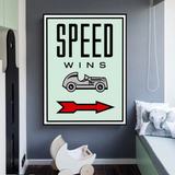 Monopoly Speed Wins Card Canvas Wall Art