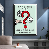 Monopoly Take the Risk Card Canvas Wall Art