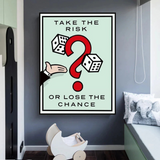 Monopoly Take the Risk Card Canvas Wall Art