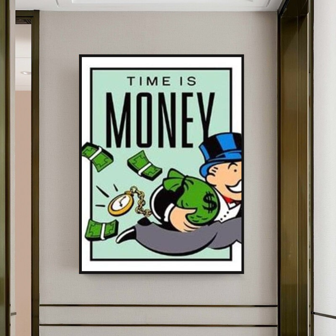 Monopoly Time Is Money Card Canvas Wall Art