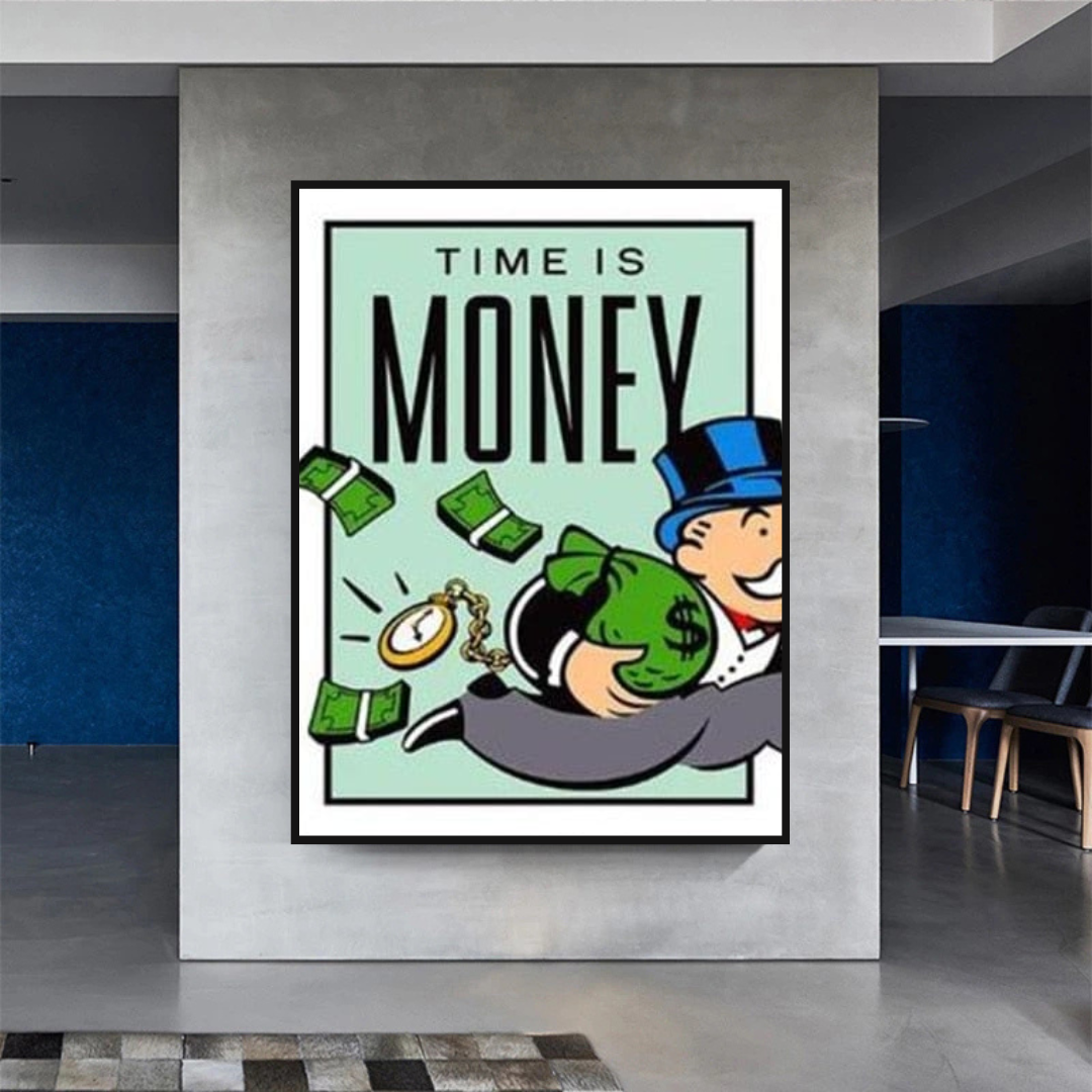 Monopoly Time Is Money Card Canvas Wall Art