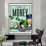 Monopoly Time Is Money Art mural sur toile avec carte