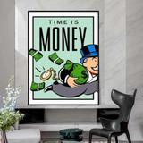 Monopoly Time Is Money Card Canvas Wall Art