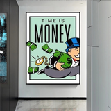 Monopoly Time Is Money Art mural sur toile avec carte