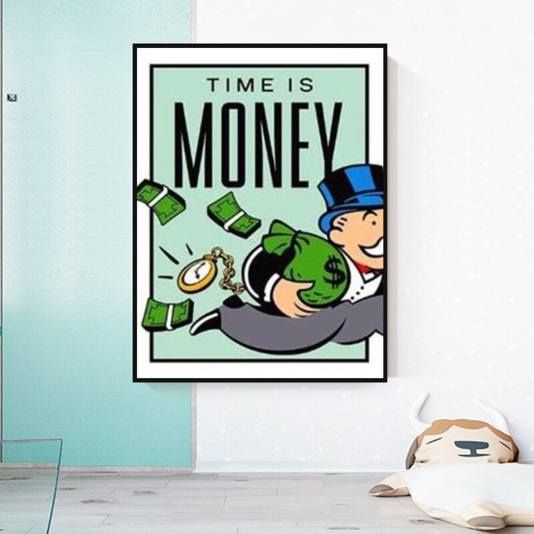 Monopoly Time Is Money Art mural sur toile avec carte