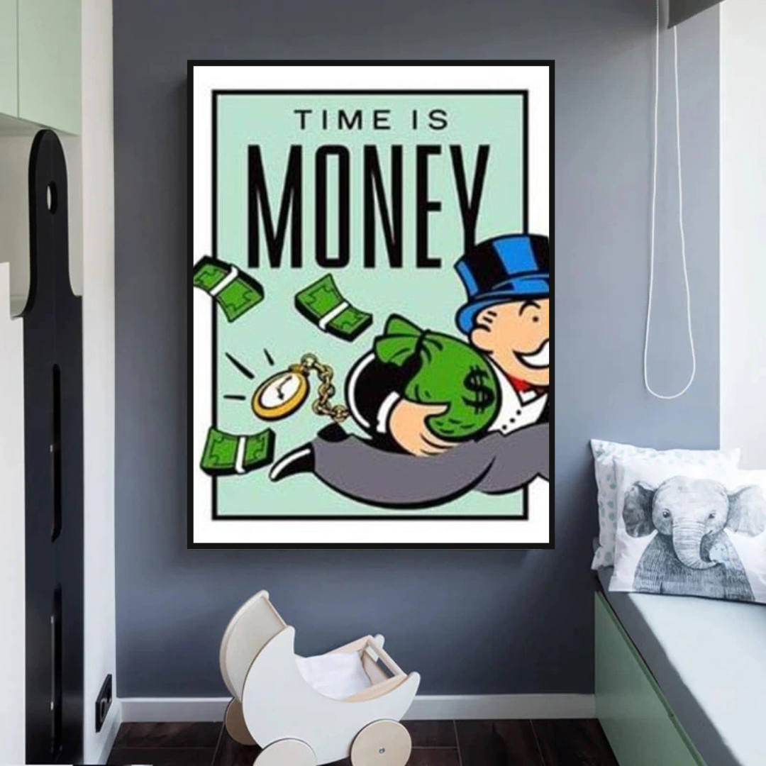 Monopoly Time Is Money Card Canvas Wall Art