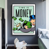 Monopoly Time Is Money Art mural sur toile avec carte