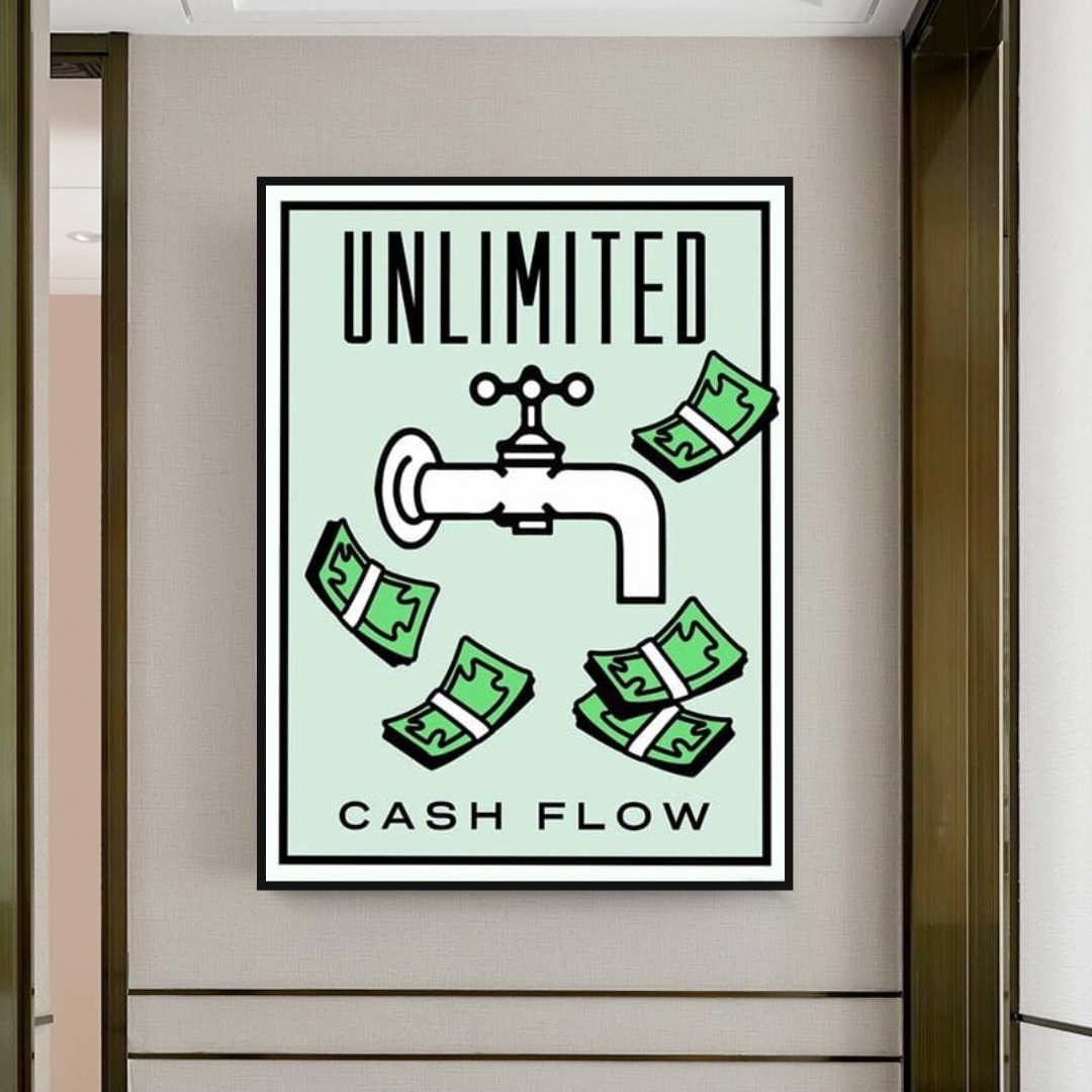 Monopoly Unlimited Cash Flow Card Canvas Wall Art