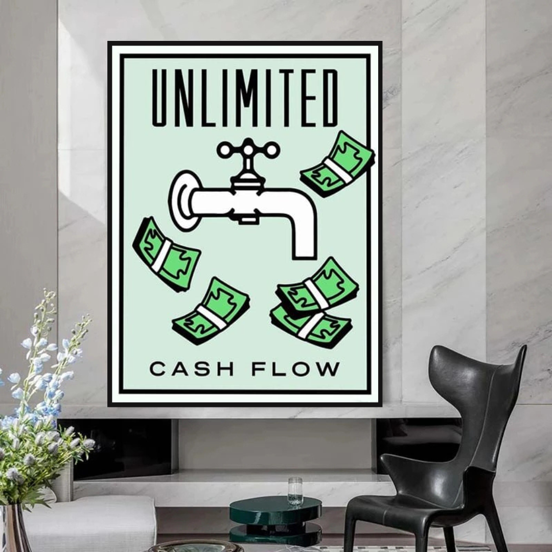 Monopoly Unlimited Cash Flow Card Canvas Wall Art