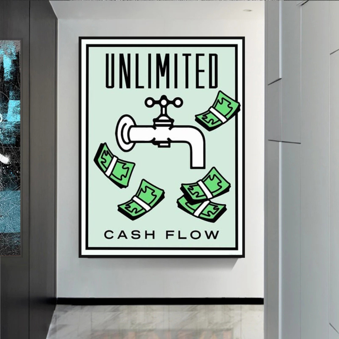 Monopoly Unlimited Cash Flow Card Canvas Wall Art