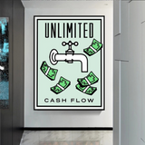 Monopoly Unlimited Cash Flow Karte Leinwand-Wandkunst