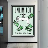 Monopoly Unlimited Cash Flow Card Canvas Wall Art