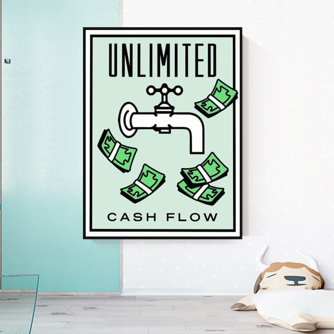 Monopoly Unlimited Cash Flow Card Canvas Wall Art