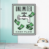 Monopoly Unlimited Cash Flow Card Canvas Wall Art