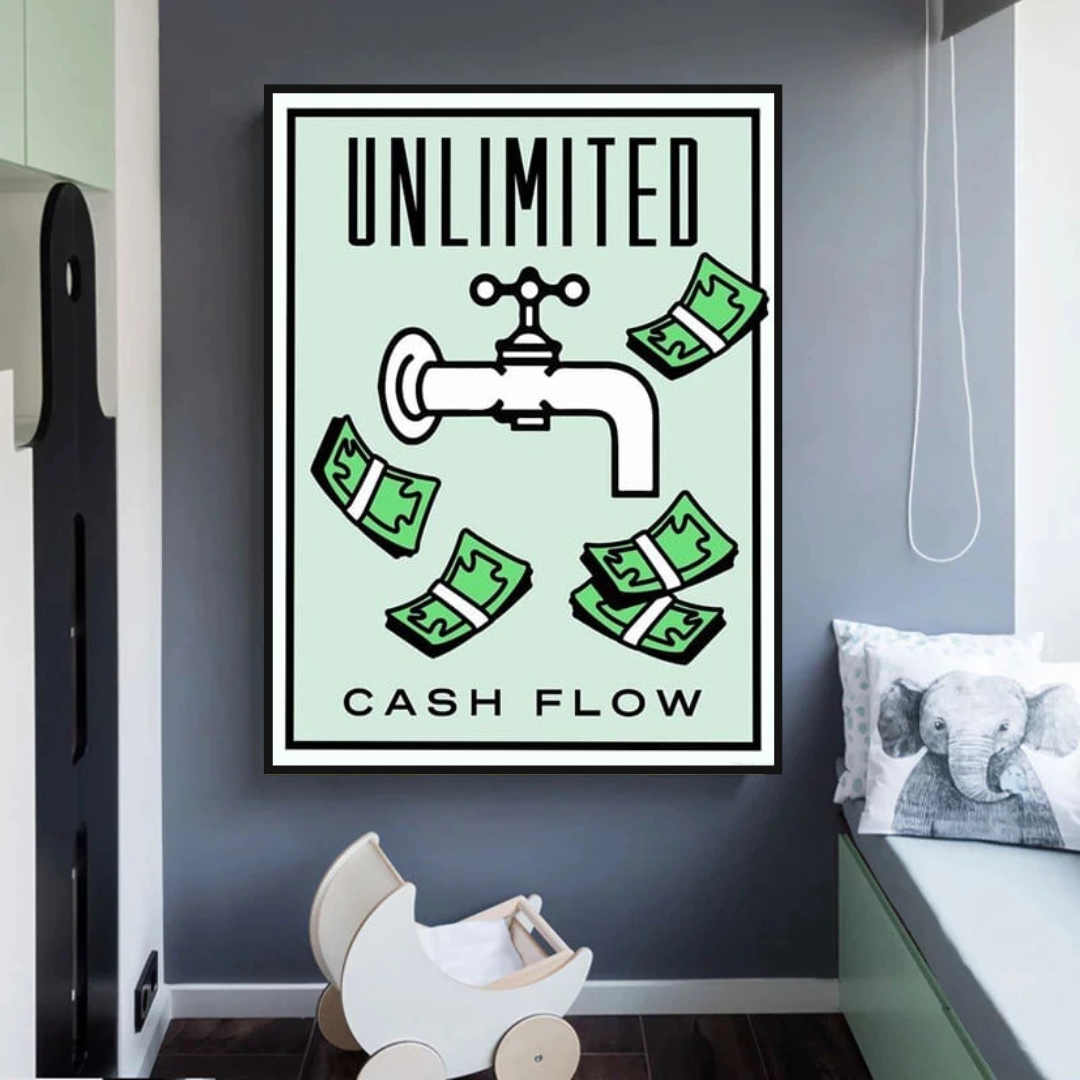 Monopoly Unlimited Cash Flow Card Canvas Wall Art