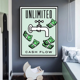 Monopoly Unlimited Cash Flow Karte Leinwand-Wandkunst