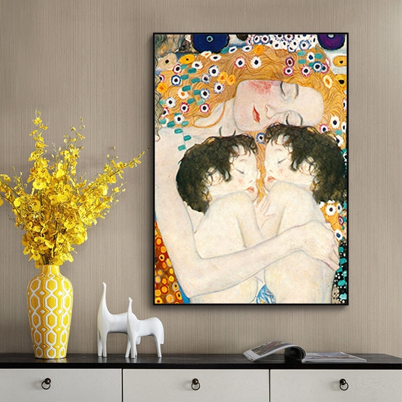 Mutterliebe Zwillingsbaby von Gustav Klimt Wandkunst