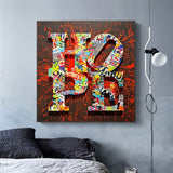 Motivational Artwork Hope Letter Graffiti Art Paintings Print on Canvas Modern Street Art Posters and Prints Home Decoration