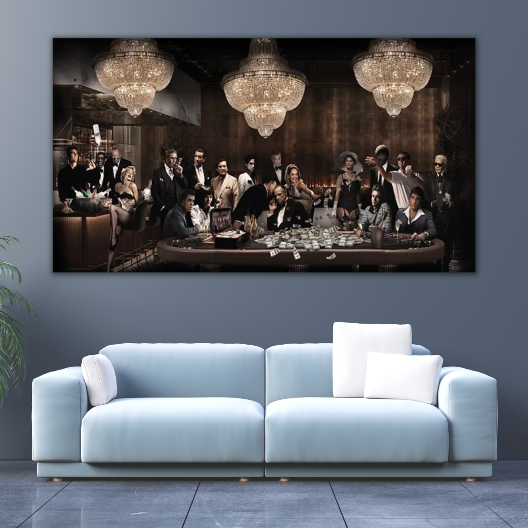 Personnage de film Marilyn Monroe, Parrain, Pulp Fiction, Scarface Party Canvas Wall Art