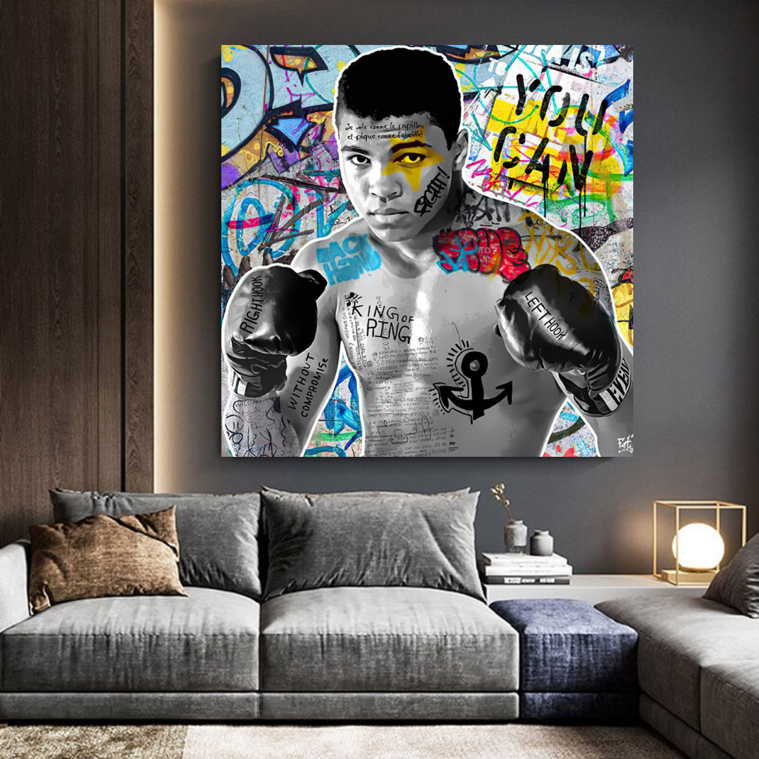 Muhammad Ali Boxer Graffiti Art mural sur toile 