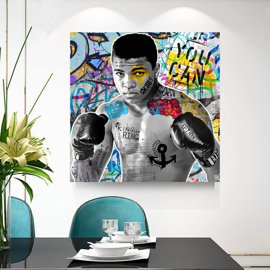 Muhammad Ali Boxer Graffiti Art mural sur toile 