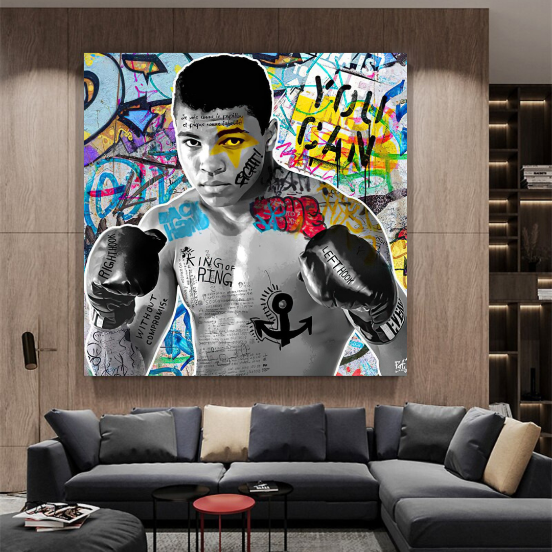 Muhammad Ali Boxer Graffiti Art mural sur toile 