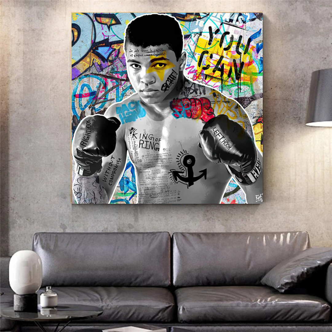 Muhammad Ali Boxer Graffiti Art mural sur toile 