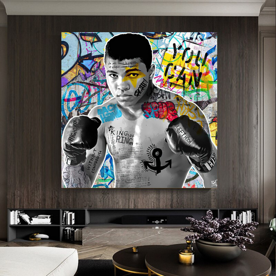 Muhammad Ali Boxer Graffiti Art mural sur toile 