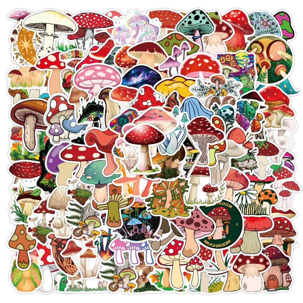 Plant Mushroom Stickers Laptop Guitar Luggage Skateboard Car Waterproof Graffiti Sticker Funny Decal