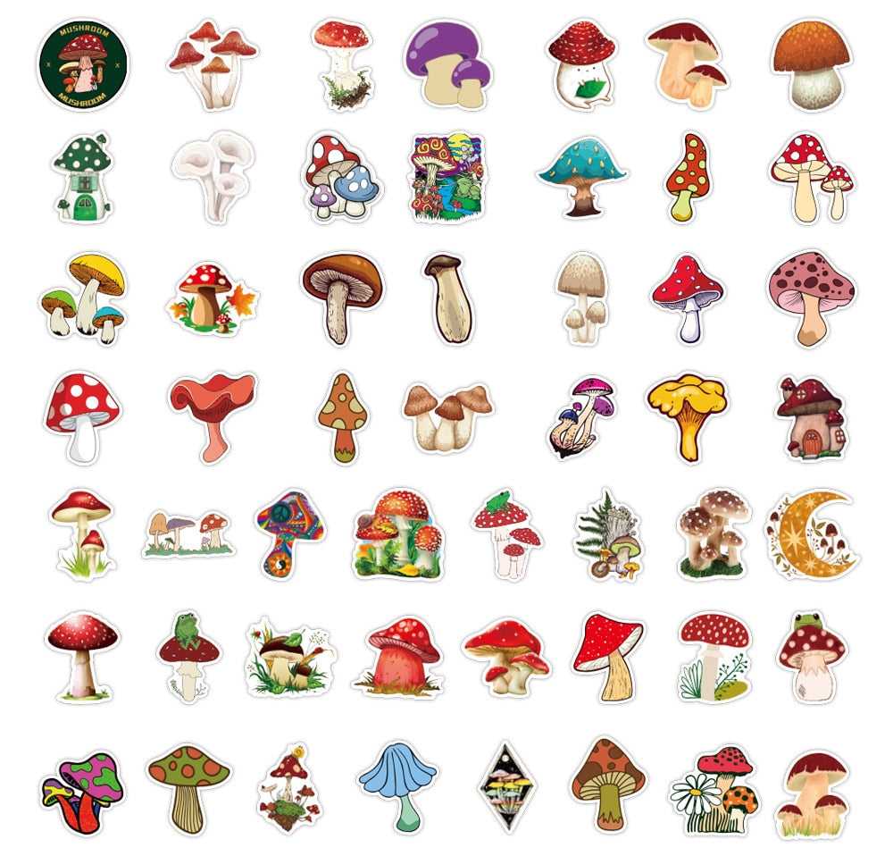 Plant Mushroom Stickers Laptop Guitar Luggage Skateboard Car Waterproof Graffiti Sticker Funny Decal