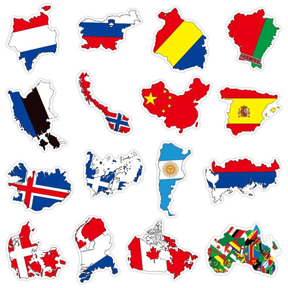 Country National Flag Stickers Pack | Famous Bundle Stickers | Waterproof Bundle Stickers