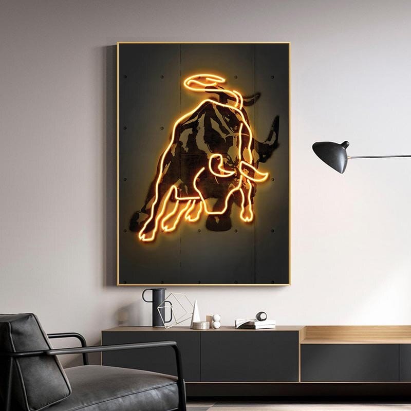 Neon Prints Gold Bitcoin Canvas Wall Art